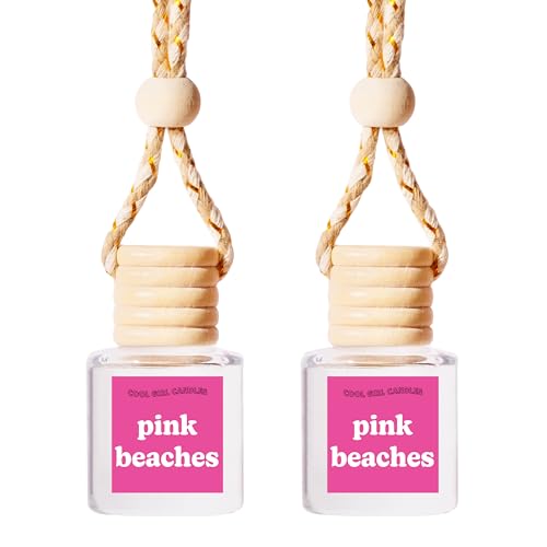 Image of COOLGIRLCANDLES Pink Beaches Car Air Hanging Fragrance Oil Diffuser for Essential Oils, Long Lasting Car Diffuser Bottle