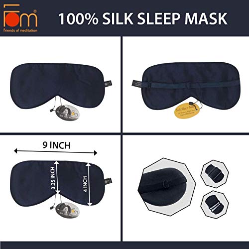 Image of Friends of Meditation 100% Mulberry Silk Sleep Mask, Super Smooth Sleep Mask and Blind Fold (Purple) with Free Ear Plug (Navy blue)