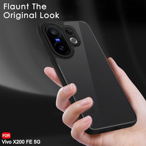 Image of TheGiftKart Hybrid Shockproof Back Cover Case for Vivo X200 FE 5G | Camera Protection Module | Hard Back Case Cover for Vivo X200 FE 5G (PC & TPU, Translucent Smoke Matte Back, Black Sides)