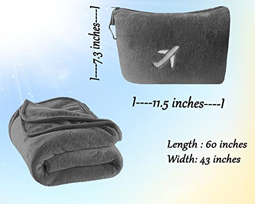 BlueHills Travel Blanket Pillow in Mini Soft Case Premium Plush Airplane Blanket Soft Bag Compact Pack with Luggage Belt… - Image 4