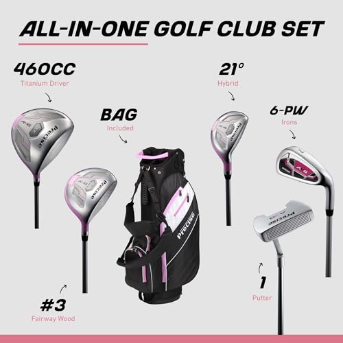 Precise AMG Complete Womens Golf Clubs Set, Includes Driver, Fairway, Hybrid, 6-PW Irons, Putter, Stand Bag, 3 H/C's, Golf Clubs Women Right Handed, Regular & Petite Sizes - Image 3