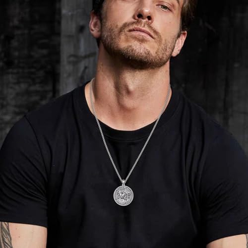 925 Sterling Silver Religious Medal St Michael St Raphael Memento Mori Santa Muerte Pendant Necklace Jewelry Gifts for Men Women4