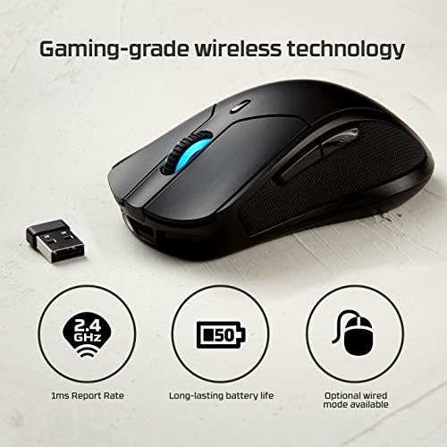 HyperX Pulsefire Dart  Wireless RGB Gaming Mouse  Software-Controlled Customization  6 Programmable Buttons  Qi-Charging Battery up to 50 hours  PC, PS4, Xbox One Compatible