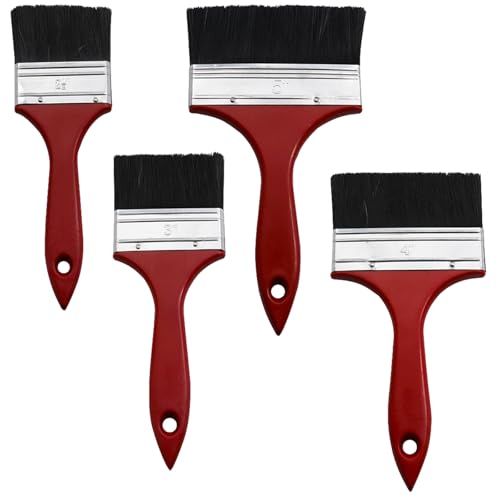 Juhuifu 4-Piece Fence Paint Brush Set 4 Sizes Masonry Paint Brush for Fencing Masonry Walls Floors Painting Limewash Painting Sheds and Decking
