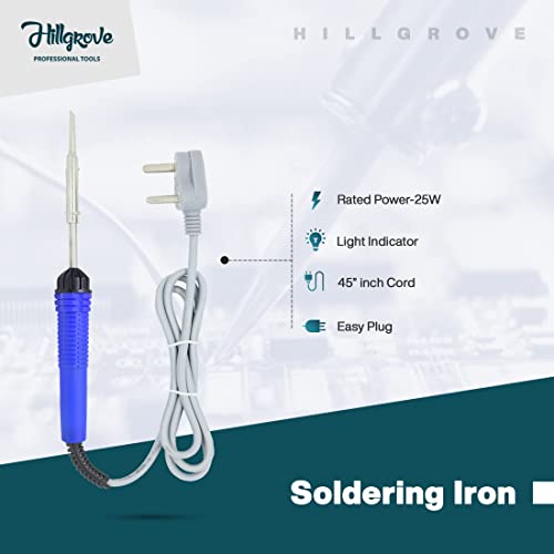 Image of Hillgrove HGCM100M1 Electronic 8in1 Mobile Soldering Iron Equipment Tool Machine Combo Kit Set with Digital Multimeter 25 W Simple (Flat Tip)
