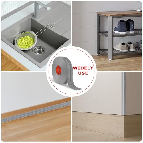 Flexible Wall Corner Protector Moulding Trim Peel and Stick Wall Corner Guards Edge Protector Self Adhesive Molding Trim Strip for Edge Ceiling (Light Gray Wood Grain, 1.6 in x 10 Ft)