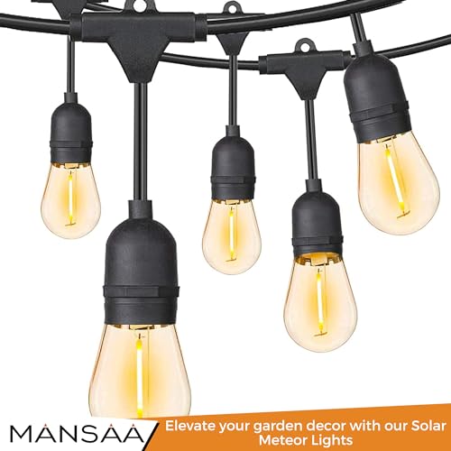 Image of MANSAA M63 Solar Meteor String S14 Bulb Light | 10 Bulbs 10 COB LED | Atmosphere Lamp | Outdoor Waterproof | Courtyard Garden Camping Decoration Hanging Lamp | Made in India