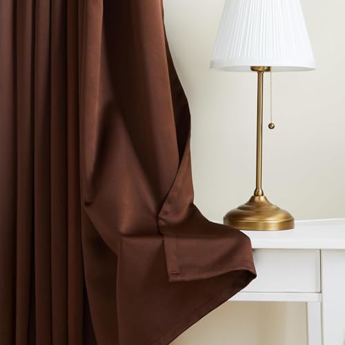 Image of amazon basics 100% Room Darkening Blackout Window Curtains - Set of 2, Plain Design for Bedroom and Living Room, 5 Feet, Coffee