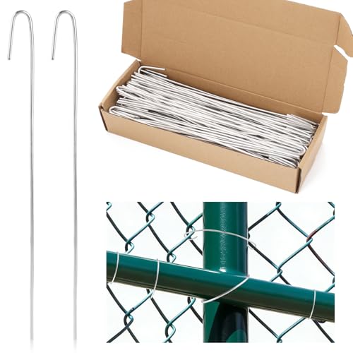 100 Pack 10.62 Inch Chain Link Fence Ties 11 Gauge Aluminum Fence Wire Ties Heavy Duty Metal Ties Hook for Chainlink Fence Repair Garden Dog Kennel Posts and Rails
