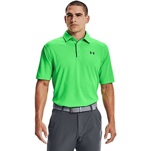 Image of Under Armour Men's Tech Golf Polo, Stadium Green (341) /Pitch Gray, X-Small