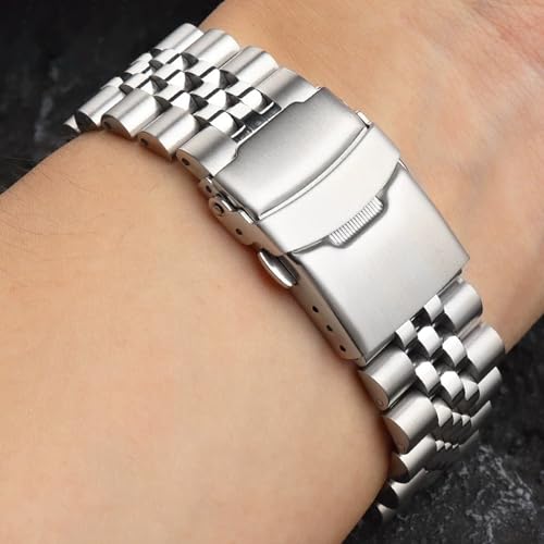 Aoeiwv Stainless Steel Watch Band Quick Release 18mm 19mm 20mm 21mm 22mm 23mm 24mm Universal Flexible Metal Watch Strap Deployment Double Flip Lock Buckle Replacement Band for Men Women by Aoeiwv - Used condition - Image 8