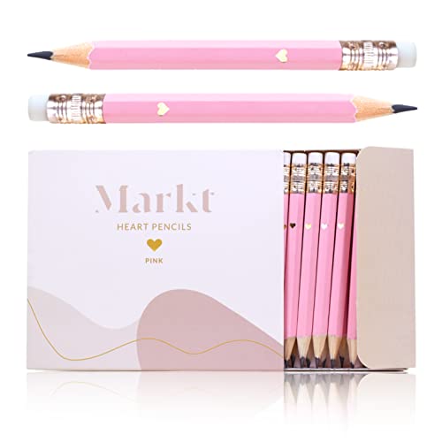 Markt Mini Heart Pencils For Bridal Shower Games & Wedding Favors, Small Pink Pencils With Gold Foil For Baby Shower Prizes Or Gifts For Guests, Pre Sharpened Golf Pencils With Erasers (30 Pack) #TOP9