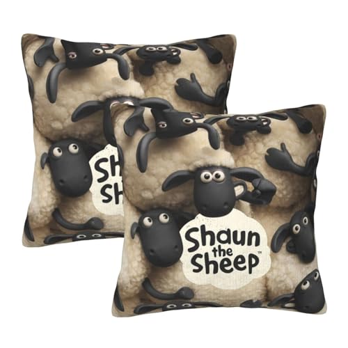 枕カバー ひつじのショーン 羊柄 クッションカバー 2枚セット 座布団カバー まくらカバー おしゃれ 可愛い ソファ背当て 抱き枕 インテリア飾り オフィス 部屋飾り 四季通用 45×45cm