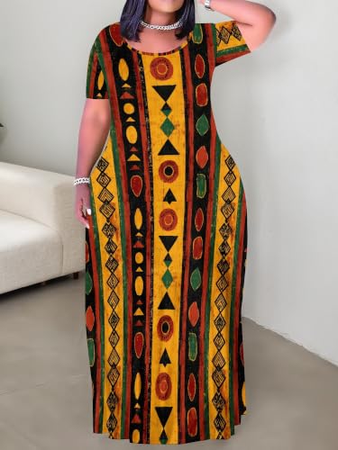 Image of SUZONANA Plus Size Dresses for Women Summer Casual Maxi Dress Short Sleeve Loose Vacation Dress