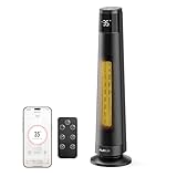 FLANUR Heizlüfter Energiesparend, 2000W PTC Keramik Heizlüfter Leise, Elektroheizung mit Thermostat & Fernbedienung, ECO Modus, 70° Oszillation, 12h Timer, Überhitzungs-Kippschut, Black, 1Pack