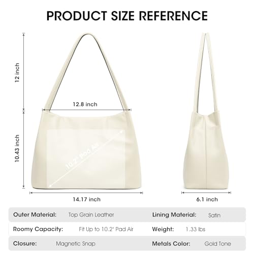 Image of Kattee Leather Tote Bags for Women, Casual Shoulder Hobo Purses and Handbags, Top Magnetic Snap Closure