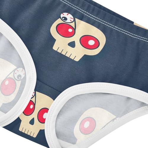 Cute Beige Skulls Navy Blue Little Girl Panties Girls Underwear Toddlers Cotton Fancy Kids Undies Briefs 2t4