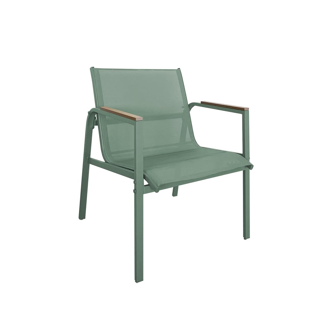 Acomoda Textil – Conjunto Jardín de 2 Sillones + Mesa de Acero Resistente, Decorativo y Ligero. Asiento para Exterior en Patio, Balcón y Terraza de Fácil Instalación. (Verde, 3 Piezas)