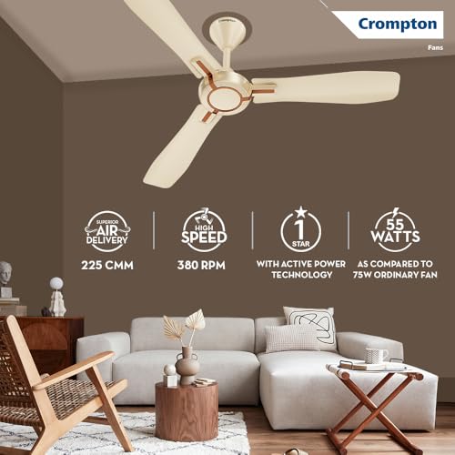 Image of Crompton HIGHSPEED SANTOS ANTIDUST 1200 mm (48 inch) Ceiling Fan (Husky Gold) Star rated energy efficient fans