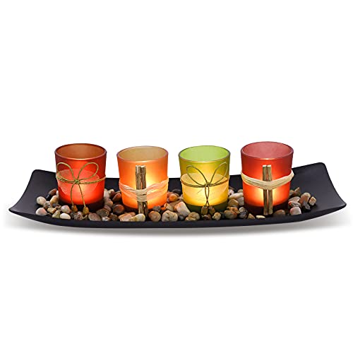 HUANGXIN Tealight Candle Holders Set for Coffee Table Home Decorations Candles Tray Centerpieces for Bathroom Dining Living Room Decor