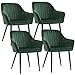Produktbild SONGMICS Esszimmerstühle, 4er Set, Sessel, Loungesessel, mit Armlehne, Bezug aus Samt, Sitzbreite 49 cm, bis 110 kg belastbar, Metallbeine, für Esszimmer, Küche, grün-schwarz LDC087C01-4