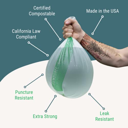 Image of EcoSafe-6400 HB8270-12 Certified Compostable Bag - 82x70 inch Green Bags for 152 Gallon Bin - Extra Strong Leak, Puncture and Tear Resistant Food Scraps Bin Liners, Pack of 25