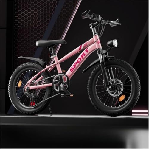 VoyageView新しい子供用自転車、調節可能なシート付きスポーツバイク、衝撃吸収機能付き20インチギア付きマウンテンバイク、男の子と女の子に最適、街乗り、通勤、軽量アルミフレーム、7段変速、フロントサスペンション、ディスクブレーキ (ピンク,20インチ