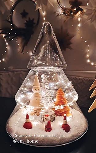 EMH Tarro grande de cristal para árbol de Navidad, tarro de almacenamiento de galletas con tapa, 38 cm