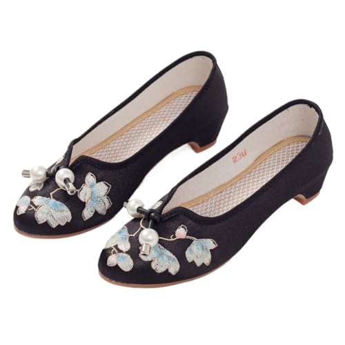 Chaussures plates à fleurs brodées finies les douleurs aux pieds en été 2024