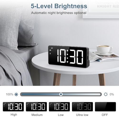 Digital Alarm Clock, Bluetooth Sync Time Bedside Alarm Clock with 5 Adjustable Brightness, 3 Adjustable Volume, Snooze, DST, 12/24H, Type-C/Battery Powered, Dual Alarm for Bedroom, Office - Image 3