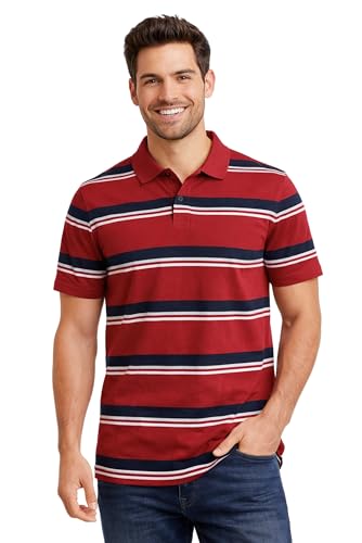 Image of SANE ORIGINALS Half Sleeve Polo T-Shirt for Men with Pocket || Stripe Collar and Pocket T-Shirt for Men Half Sleeves
