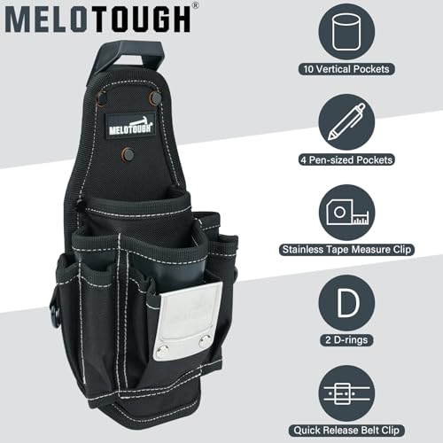 Image of MELOTOUGH Pocket Tool Belt Pouch-Small Tool Pouch with Quick Release Belt Clip,Clip on Larger Pockets & Loop, Clip on-Tool Holder Accessory