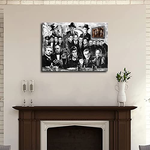 Gangster Godfather Movie Scarface Poster Picture Art Print Canvas Wall Home Living Room Decor Mural Modern Classroom Kitchen Bedroom Aesthetics Decoration Boys Women Gift Unframed And Framed (08X12Inch-No Framed) #TOP2