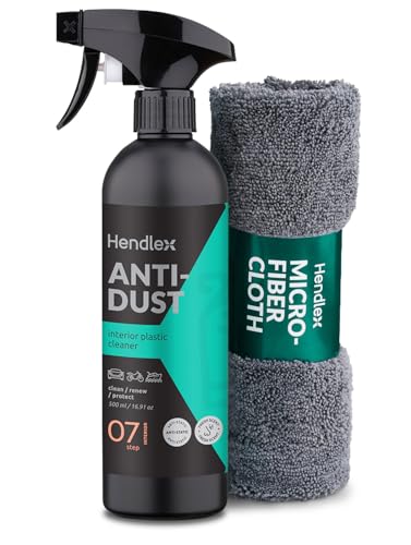 Renovador de Plásticos Coche 500ml con Paño de Microfibra – Limpieza y Cuidado Interior y Exterior – Limpia Salpicaderos, Restaura Brillo y Deja un Fresco Aroma