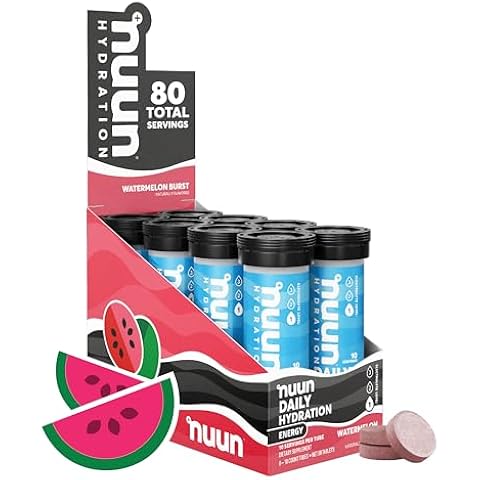 Nuun Hydration Energy Electrolyte Tablets with Caffeine, B Vitamins and Ginseng, Watermelon Burst, 8 Pack (80 Servings)