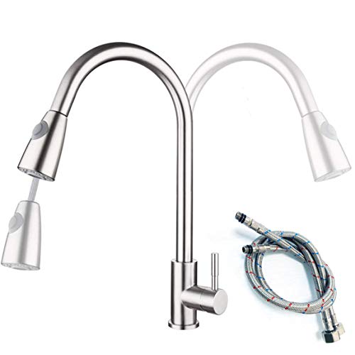 Grifo Cocina, Grifo de Lavabo de Acero Inoxidable 304 Giratorio a 360