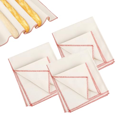 3 unidades Tela de Lino para Masa Pan - Paño de fermentación - Tela Lino para la Cocción del Pan - Paño Panadero para Hacer Baguettes y Panes (75 x 45 cm)
