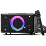GFEEN Portable Bluetooth Speaker: 100W Peak, Deep Bass, 15H Playtime, Large Party Wireless Speakers, Powerful Loud Sound, Light Show, Fast Charging for Outdoor, Backyard, Home(Silver with 1Mic)