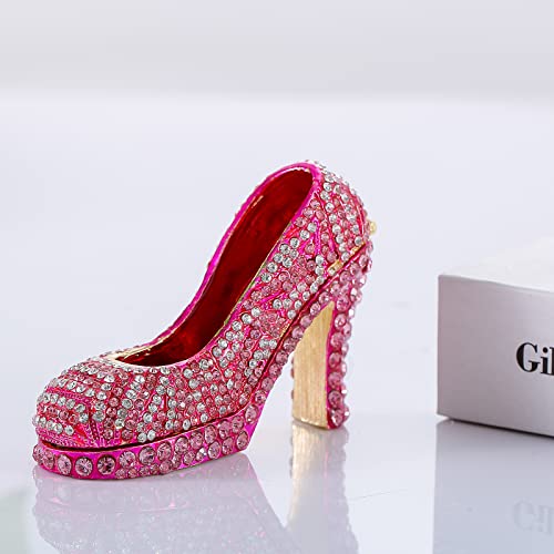 Ingbear Pink High Heels Figurine Hinged Trinket Boxes, Unique Gift For Mother's Day, Hand-Plated Enameled Jewelry Box, Ornaments For Home Decor. #TOP2