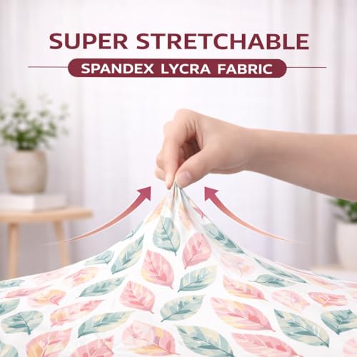 Image of STITCHNEST 'Contour Fit Series' Stretchable Printed Wooden Sofa Cover (Pack of 2) - Elastic Wooden Chair Cover | Wooden Sofa Seat Cover | Size - 20-21 x 20-21 x 3-5 in