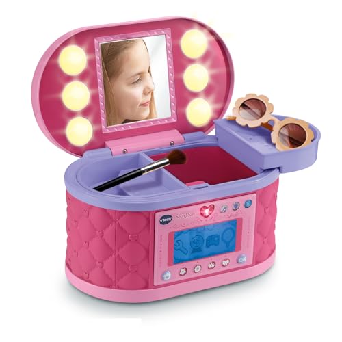 VTech - Maletín Secreto de Maquillaje, Joyero Interactivo, Código Personal, Espejo, Juguete niños +5 años, Pantalla LCD, Actividades mágicas, Bluetooth, Radio, Versión ESP