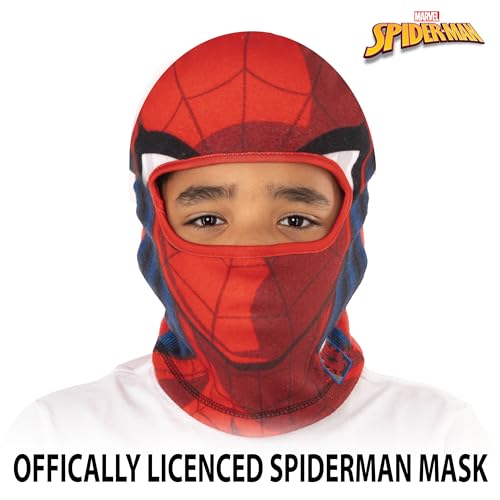 Spiderman Boys Fleece Hat with Eye Mask Cutout - Winter Beanie & Spiderman Halloween Mask Combo Hat3