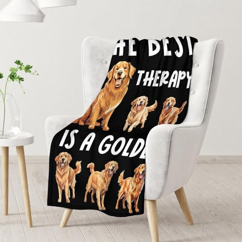 Golden Retriever Blanket - 50x60 Inches Size for Teen - Soft Fluffy Throw for Living Room Decorative - Black Funny Fuzzy Gifts