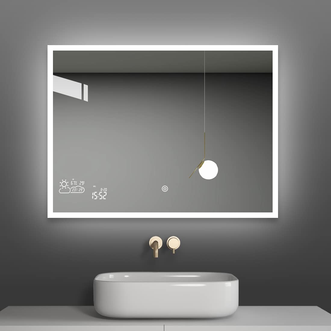 Buy byecold LED Smart Mirror with Weather Forecast Walled Vanity