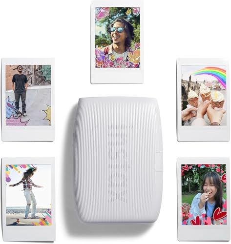 Image of FUJIFILM X Half Digital Camera with Fujifilm Instax Mini Link 3 Smartphone Printer and Sunshine Microfiber Cleaning Cloth... (Black, Clay White Printer + 20 Sheets)