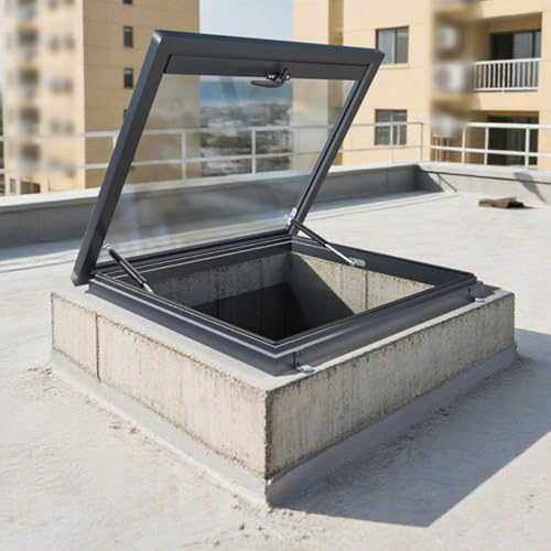 Ventana de Tejado Resistente, Claraboya Techo de Aluminio y Metal, Claraboya Empotrada, Ideal para áTicos, Terrazas Acristaladas(60x60cm/24x24in)
