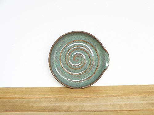 Stoneware Spoon Rest in Sea Mist Glaze