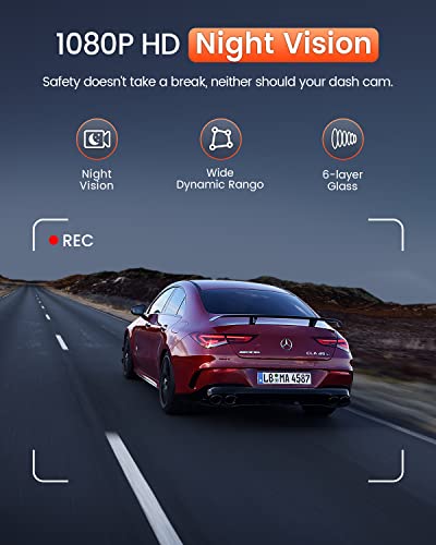 Dash Cam 1080P Car Camera, Dash Camera For Cars, Dash Cam Front With Night Vision, Wifi Car Camera With App, 24H Parking Mode,Motion Detection,Loop Recording, 170°Wide Angle, G-Sensor (X9) #TOP5