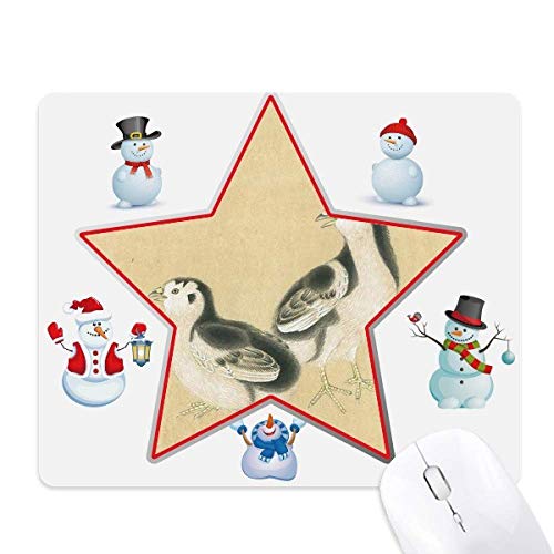 Tapis de souris peinture chinoise et bonhomme de neige de Noël pour le bureau