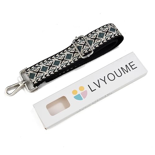 Image of Crossbody Straps for Purses Silver Hardware Purse Strap Wide Shoulder Strap Adjustable Replacement,Retro Jacquard Embroidery for Shoulder Bags, Canvas Tote Handbags